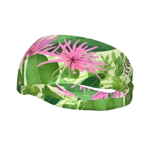 Rosa Pflanzenblumen-Sport-Stirnband für Männer und Frauen, geeignet für Laufen, Yoga, Basketball, elastisches Feuchtigkeitsband. von STejar