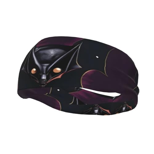 Schwarzes Geisterfledermaus-Sport-Stirnband für Männer und Frauen, geeignet für Laufen, Yoga, Basketball, elastisches Feuchtigkeitsband. von STejar