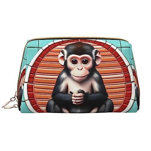The Silent Monkey Make-up-Tasche aus Leder, tragbar, groß, PVC-Leder, Reißverschluss, Kulturbeutel, Reisetasche, Aufbewahrungstasche, Weiß, Einheitsgröße, weiß, Einheitsgröße von STejar