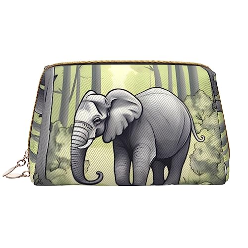 Walking Elephant Make-up-Tasche, Leder, tragbar, groß, PVC-Leder, Reißverschluss, Kulturbeutel, Reisetasche, Aufbewahrungstasche, Weiß, Einheitsgröße, weiß, Einheitsgröße von STejar