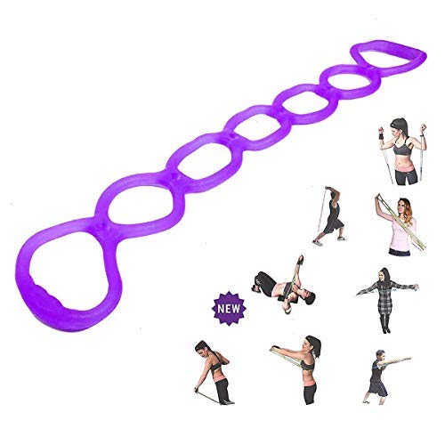 Gymnastikband mit 7 Ringen – Miracle Miles Band, Yoga, Stretching, Arm, Schultern, Fuß, Bein, Po, Fitness, Zuhause, Fitnessstudio, Physiotherapie-Band (lila) von STmea
