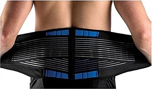 SUAVER Deluxe Neoprene Doppelriemen Rückenbandage Verstellbarer Taillen Trimmer Gürtel,Lendenwirbelstütze Bauch Bandage Linderung bei Ischias für Herren und Damen(Schwarz, L / 32-36") von SUAVER