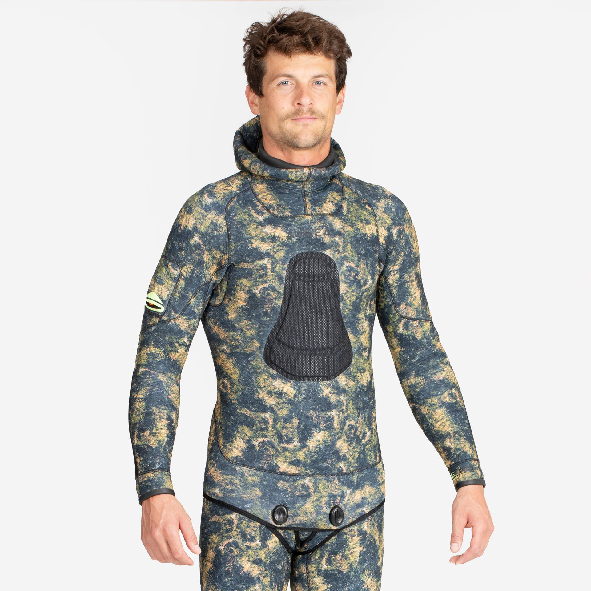 Neoprenjacke Freitauchen Herren 5 mm SPF 900+ camouflage von SUBEA
