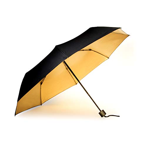 Suck UK Back & Gold Regenschirm – Faltbarer Schwarz & Gold-Regenschirm Leicht Und Kompakt Wetterfest Unisex Stabiler Schirm Stilvoll Und Funktional Wasserabweisend Robuster Regenschirm von SUCK UK
