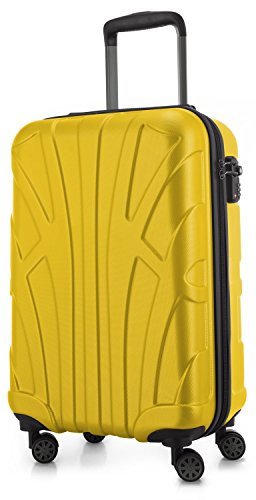suitline - Handgepäck Hartschalen-Koffer Koffer Trolley Rollkoffer Reisekoffer, TSA, 55 cm, ca. 34 Liter, 100% ABS Matt, Gelb von suitline