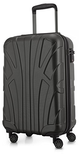 suitline - Handgepäck Hartschalen-Koffer Koffer Trolley Rollkoffer Reisekoffer, TSA, 55 cm, ca. 34 Liter, 100% ABS Matt, Graphite/Grau von suitline