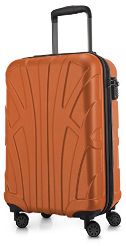 suitline - Handgepäck Hartschalen-Koffer Koffer Trolley Rollkoffer Reisekoffer, TSA, 55 cm, ca. 34 Liter, 100% ABS Matt, Orange von suitline