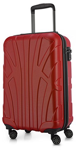 suitline - Handgepäck Hartschalen-Koffer Koffer Trolley Rollkoffer Reisekoffer, TSA, 55 cm, ca. 34 Liter, 100% ABS Matt, Rot von suitline