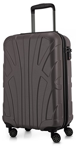 suitline - Handgepäck Hartschalen-Koffer Koffer Trolley Rollkoffer Reisekoffer, TSA, 55 cm, ca. 34 Liter, 100% ABS Matt, Titan von suitline