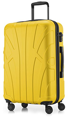 suitline - Hartschalen-Koffer Koffer Trolley Rollkoffer Reisekoffer, TSA, 66 cm, ca. 58 Liter, 100% ABS Matt, Gelb von suitline