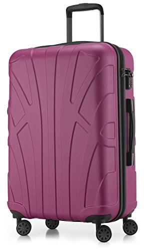 suitline - Hartschalen-Koffer Koffer Trolley Rollkoffer Reisekoffer, TSA, 66 cm, ca. 58 Liter, 100% ABS Matt, Magenta von suitline