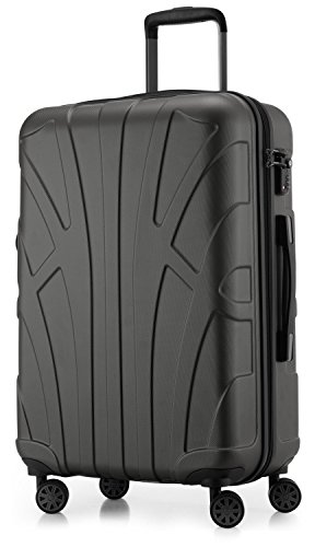 suitline - Hartschalen-Koffer Koffer Trolley Rollkoffer Reisekoffer, TSA, 66 cm, ca. 58 Liter, 100% ABS Matt, Graphite/Grau von suitline