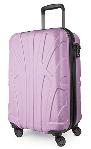 suitline - Handgepäck Bordgepäck Koffer mit Laptoptasche und Erweiterung, Business Trolley, TSA, 55 cm, ca. 38 Liter, 100% ABS Matt, Flieder von suitline