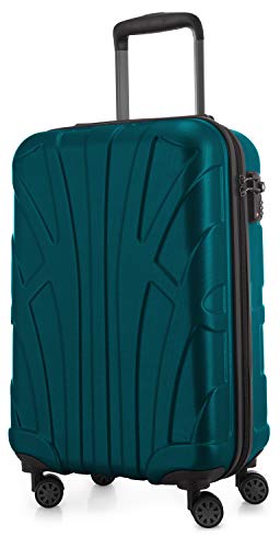 suitline - Handgepäck Hartschalen-Koffer Koffer Trolley Rollkoffer Reisekoffer, TSA, 55 cm, ca. 34 Liter, 100% ABS Matt, Aquagrün von suitline