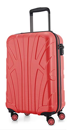 suitline - Handgepäck Hartschalen-Koffer Koffer Trolley Rollkoffer Reisekoffer, TSA, 55 cm, ca. 34 Liter, 100% ABS Matt, Korall von suitline
