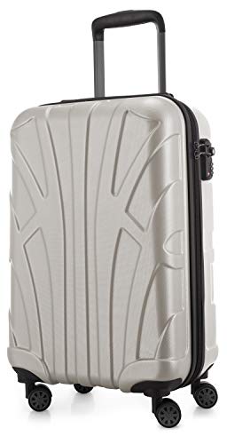 suitline - Handgepäck Hartschalen-Koffer Koffer Trolley Rollkoffer Reisekoffer, TSA, 55 cm, ca. 34 Liter, 100% ABS Matt, Matt Weiß von suitline
