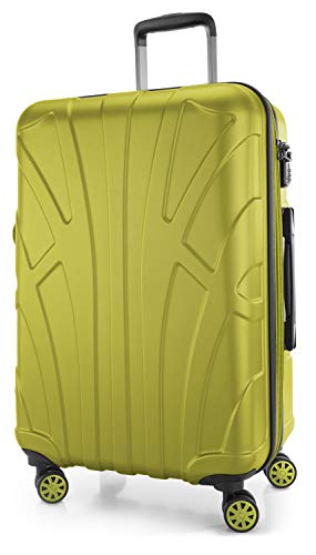 suitline - Hartschalen-Koffer Koffer Trolley Rollkoffer Reisekoffer, TSA, 66 cm, ca. 58 Liter, 100% ABS Matt, Farn von suitline