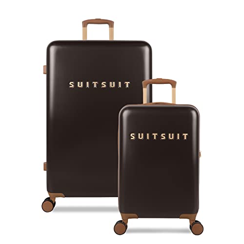 SUITSUIT – Damen Kofferset - Fab Seventies Classic Kollektion – Dunkelbraunes Reisekoffer Set - 2-teilig (Espresso Black) – 55/76 cm von SUITSUIT