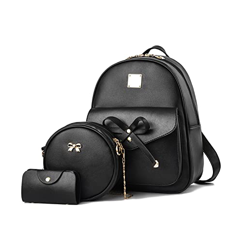SUKUTU Frauen Rucksack wasserdichte PU Leder Mode Schultaschen 3 PCS Mädchen Bowknot Cute Mini Daypack Umhängetaschen von SUKUTU