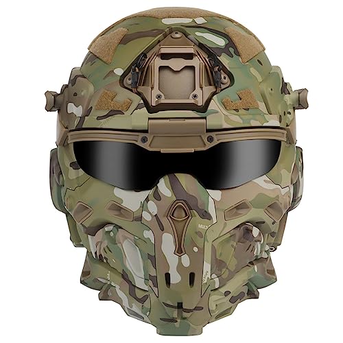 SUNDARE HL-98 Taktischer Helm, Taktischer Helm Militär Schutzausrüstung, Echte CS-Helme mit Kommunikations-Headsets, Anti-Beschlag-Fächer, Auswechselbare Gläser von SUNDARE