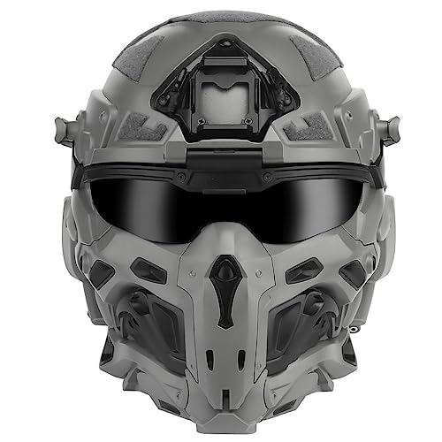 SUNDARE HL-98 Taktischer Helm, Taktischer Helm Militär Schutzausrüstung, Echte CS-Helme mit Kommunikations-Headsets, Anti-Beschlag-Fächer, Auswechselbare Gläser von SUNDARE