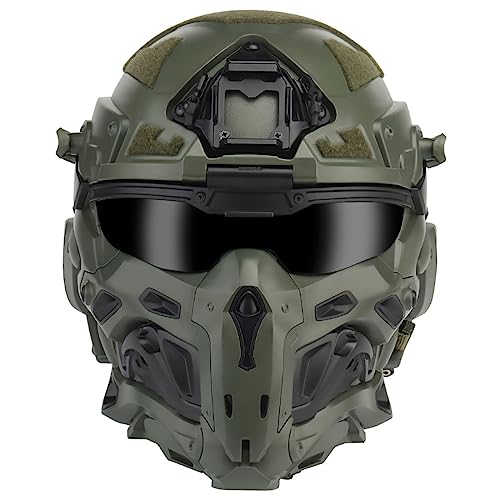 SUNDARE HL-98 Taktischer Helm, Taktischer Helm Militär Schutzausrüstung, Echte CS-Helme mit Kommunikations-Headsets, Anti-Beschlag-Fächer, Auswechselbare Gläser von SUNDARE