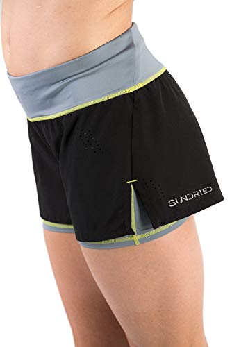 SUNDRIED Frauen-Gym Shorts Jogging Fitness und Training 2-in-1 Schwarz Kurz Shorts (Small) von SUNDRIED