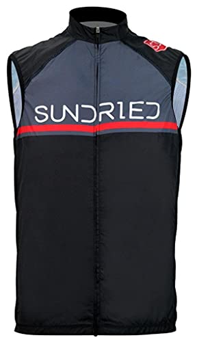 SUNDRIED Pro Cycling Gilet Leichte Radweste Sportweste zum Radfahren und Laufen (Schwarz, XXXL) von SUNDRIED