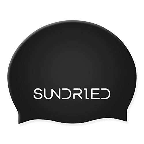 SUNDRIED Silikon-Schwimmhut Pro Series Wettkampf-Trainings-Schwimmkappe Open Water, Pool, Triathlon Schwarz von SUNDRIED