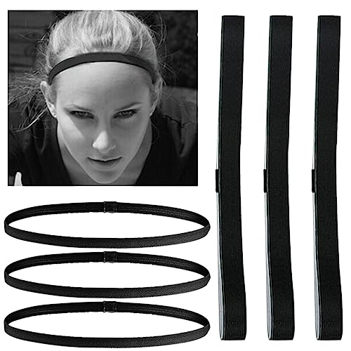 Sport-Stirnband, elastisch, 6 Stück Haarbänder für Frauen und Männer, elastisch, rutschfest, Sport, dünn, für Übung, Yoga, Fußball, Joggen (schwarz) von SUNERLORY