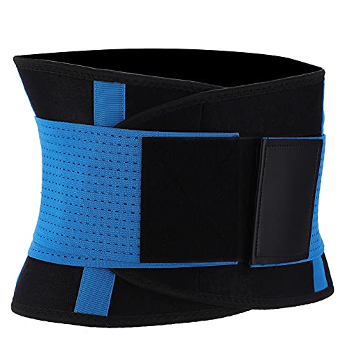 Atmungsaktiver, Wärmender Bund, Weicher, Verstellbarer Bauchwickel-Taillen-Rückenstützgürtel für Damen-Fitness (BLUE) von SUNGOOYUE