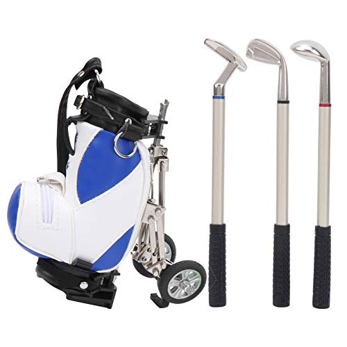 SUNGOOYUE Mini-Golftasche, Zinklegierung 3 Kugelschreiber-Golfstift-Holding-Stifttasche für Dekor (Blau Weiss) von SUNGOOYUE
