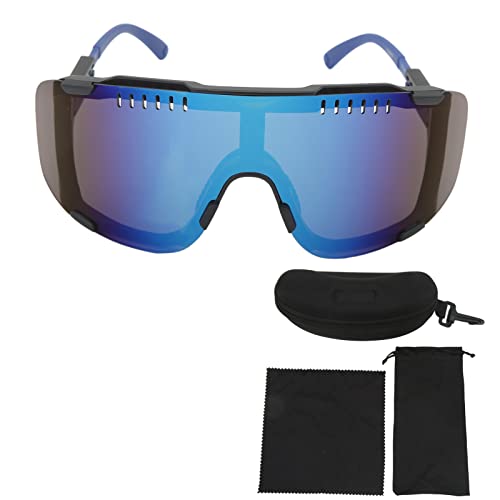 SUNGOOYUE Outdoor Fahrradbrille, UV Beständige Winddichte Motorrad Sonnenbrille mit TR Rahmen und Aufbewahrungstasche für Outdoor Sportarten(Schwarz und blau) von SUNGOOYUE
