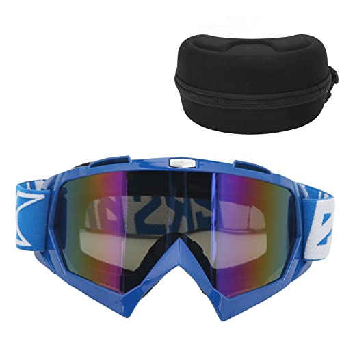 SUNGOOYUE Outdoor Motocross Brille, ATV Brille Offroad Brille Anti Rutsch Anti Impact Anti Wind Sand PC Objektiv Sonnenbrille mit Aufbewahrungstasche(Blaue Rahmenfarbe Brille) von SUNGOOYUE