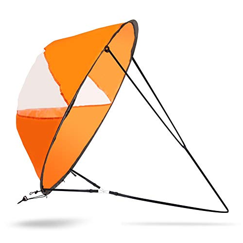 SUNGOOYUE Tragbares Kajak-Windsegel 108 cm / 42,52 Zoll Groß Genug Kanus Popup-Downwind-Segel-Kit Kajak-Zubehör für Kajak-Kanu-Boote(Leuchtendes Orange) von SUNGOOYUE