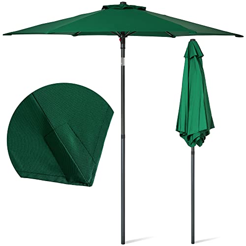 SUNMER Sonnenschirm 2 m Gartenschirm Sonnenschutz Push Up mit Neigung | Wasserabweisendes Polyester UV 30+, Stangenbreite 32 mm, grün, 2 m von SUNMER