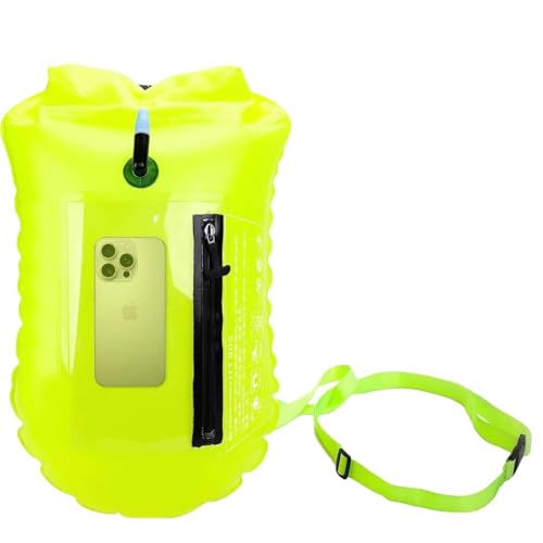 SUNXBUK Schwimmboje,2 in1Wasserdichter Trockensack und Swimming Buoy,Trockensack Boje Schwimmen Aufblasbare mit verstellbarem Hüftgurt/Wasserdichter Touchscreen-Stauraum von SUNXBUK