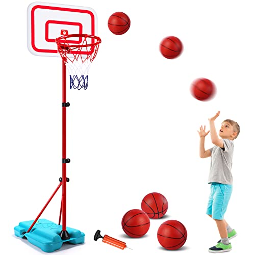 SUPER JOY Basketballkorb mit Ständer Kinder- Basketballkorb Outdoor Höhenverstellbarer Basketballkorb 88-190cm Mini Basketballkorb Indoor für Zimmer Spielzeug für Kinder 4 5 6 7 Jahre alt von SUPER JOY