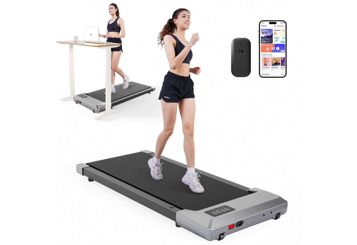 SUPERUN Laufband 2,5PS - Raceable Walking Pad, Schreibtischlaufband (1-tlg), Mit Multi-Runner-Funktion, App, LED-Display & Fernbedienung von SUPERUN