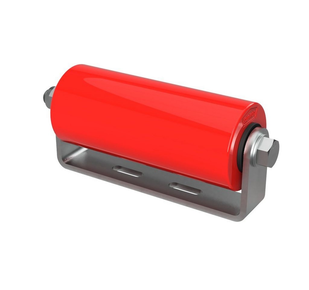 SUPROD Auffahrrampe Polyurethan Seitenrolle mit Halter Sliprolle verzinkt 200 mm, rot von SUPROD