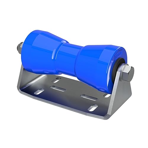 SUPROD Polyurethan Kielrolle mit Halter B, Sliprolle, Bootstrailer Sliphilfe, Stahl verzinkt, 180 mm, blau von SUPROD