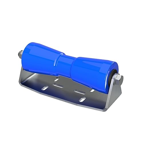 SUPROD Polyurethan Kielrolle mit Halter B, Sliprolle, Bootstrailer Sliphilfe, Stahl verzinkt, 250 mm, blau von SUPROD
