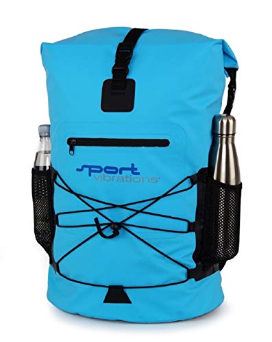 SUPwave Premium Thermo-Dry Bag, Rucksack 30 Liter, Rolltop, Outdoor Rucksack, Wasserdicht Sport-Vibrations (Blau) von SUPwave
