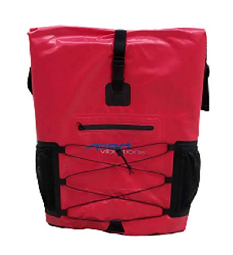 SUPwave Premium Thermo-Dry Bag, Rucksack 30 Liter, Rolltop, Outdoor Rucksack, Wasserdicht Sport-Vibrations (Rot) von SUPwave