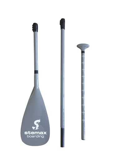 Stemax Carbon-/Fiberglas 3-teilig verstellbares SUP Paddel für SUP-Board Surfboard Stand up Paddle (Farbe: Grau) von SUPwave
