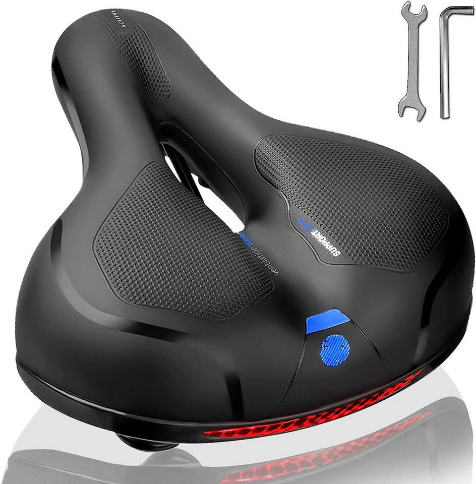 SURFOU Fahrradsattel Fahrrad zubehör Fahrradsattel Herren Damen Sattelschutz Wasserdicht (Universell kompatibler Oversized Fahrradsattel– Extra Breiter & Bequemer Sattel mit Memory Foam, Wasserdicht & Stoßdämpfend für Herren & Damen, mit Montagewerkzeuge und Fahrradsatteladapter, 1-tlg., Geeignet für Mountainbikes, Rennräder, Fitnessbikes, E-Bikes usw), Bequemer Memory-Foam, Schweißfestes und stoßdämpfendes von SURFOU