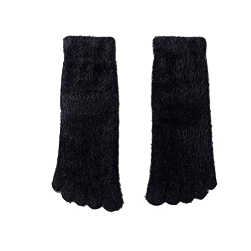 SUYGGCK Dicke Socken Frauen Mädchen Dicke Fünf -Finger -Socken Winter Warme Zehensocken Weich Gemütlich Zerstrumpft Weibliche Bodenschuhe-Black,Eu36-40 von SUYGGCK