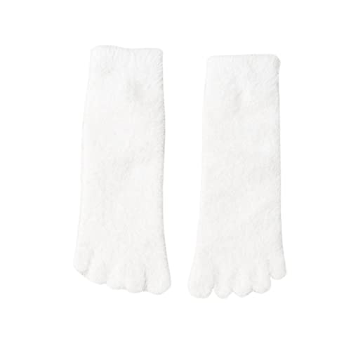 SUYGGCK Dicke Socken Frauen Mädchen Dicke Fünf -Finger -Socken Winter Warme Zehensocken Weich Gemütlich Zerstrumpft Weibliche Bodenschuhe-White,Eu36-40 von SUYGGCK