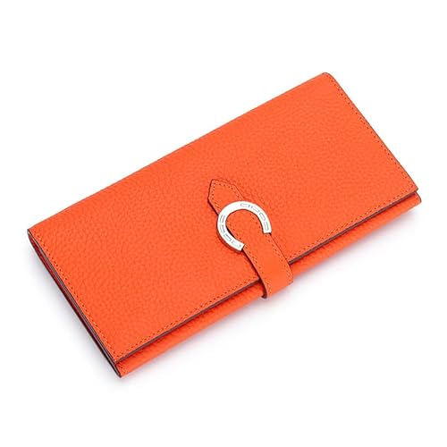 SUYGGCK Geldbörse Frauen Mode Einfaches Leder Langer Brieftasche Multi-Kard-Handy Brieftasche-Orange von SUYGGCK
