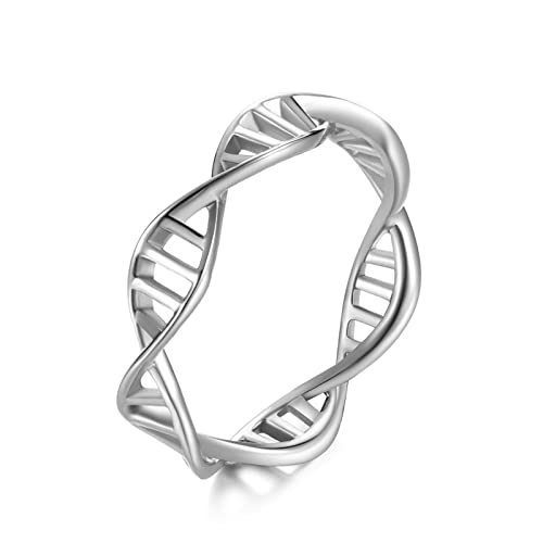SUYGGCK Ringe für Damen Damen Doppelhelix Roségold Ring Titan Genom Damen Ring Hanfmuster Ring-10#,Silver von SUYGGCK
